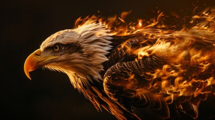 Photo of a fire eagle on a black background