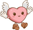 adorable illustration of a kawaii heart with wings