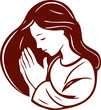 woman praying sketch  vector illustration