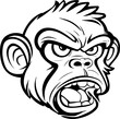 head of a monkey line art coloring book