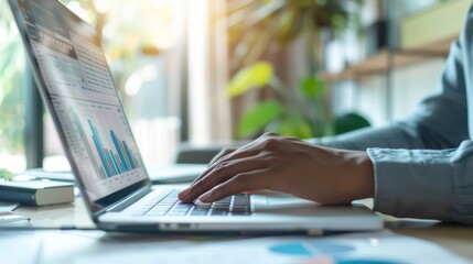 An accountant using specialized accounting software on their laptop to streamline financial processes. 