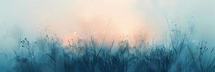 Canvas Print - minimalist reverie photo of grass in the fog