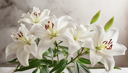 Wall Mural - bouquet of white lilies flower, white, nature, flowers, spring, plant, lily, beauty