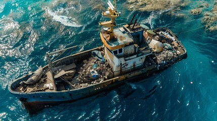 ocean cleanup boat removing trash
