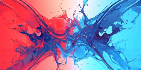 Wall Mural - Red and Blue Symmetrical Abstract Liquid Background