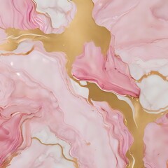 Wall Mural - Glossy golden and pink marble mix wallpaper, abstract watercolor background texture