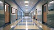 © Nazia - Spacious Empty Hallway in Educational Setting with Simulated Ad, 3D Render