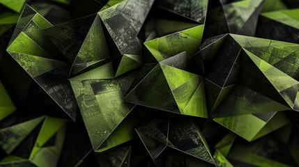 Wall Mural - Abstract Shapes in Black and Green