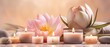 Banner showcasing a luxurious spa environment with flowers and candles for calmness