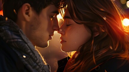 A boyfriend kissing his girlfriend on the cheek. Generative AI