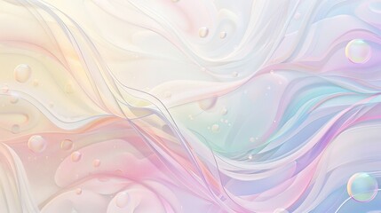 Wall Mural - futuristic abstract background in white cream luxury style, featuring multi-pastel-colored guilloche