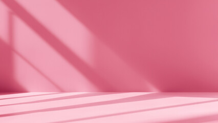 Wall Mural - Abstract pastel pink studio background for product presentation. Empty room shadows. Generative Ai