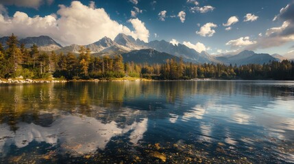 Beautiful mountains Shtrbske Pleso High Tatras, wonderful Slovakia, Europe. Famous tourist attractions