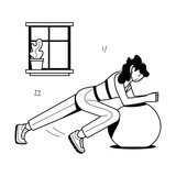Fototapeta Pokój dzieciecy - Gym and Fitness Flat Mini Illustrations