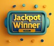 Casino slot machines jackpot winner, big win 777 casino slots illustration on yellow background concept. Generative AI

