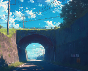 Beautiful scenery from a beautiful anime movie art style - background cel