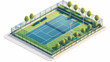 Isometric view of a tennis court
