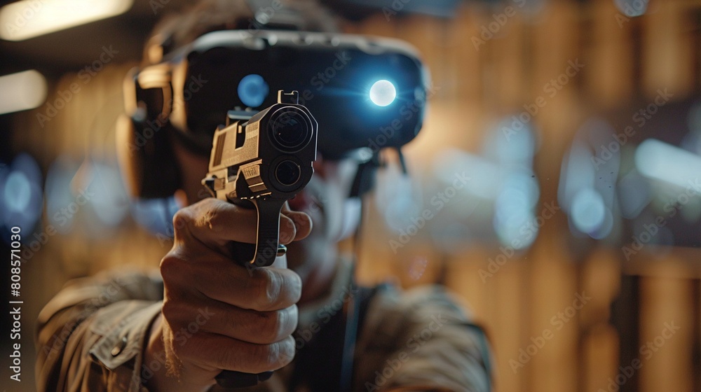 An ultrahighresolution image captures virtual reality firearms training ...