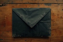 An Illustration Of An Old, Isolated, Wrinkled Envelope Lying On The Floor, Coming In A Black Toned Style With A One Toned Background.