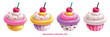 Cupcake birthday inflatable vector set design. Birthday cupcake balloons in muffin shape elements for kids party celebration isolated in white background. Vector illustration cup cake balloon design. 