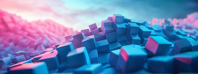 A mountain of blocks, each block representing a line of code, symbolizing the challenge and progress of coding.
