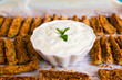 Golden zucchini fries with creamy dip