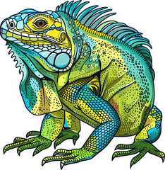 Wall Mural - Tropical Doodle: Colorful Vector Illustration of an Iguana