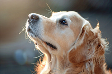 Wall Mural - a dog with a long hair and a collar