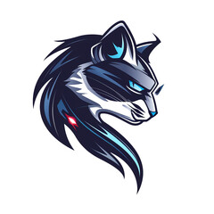 Wall Mural - A fierce blue and black wolf mascot with a determined gaze
