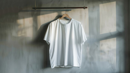 Wall Mural - A white T-shirt on a gray background.