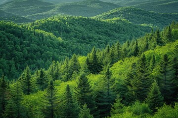 Wall Mural - beautiful green forest on a sunny day professional photography