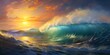 
Banner Ocean wave with a distant surfer, creating an atmosphere of adventure and excitement