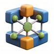 3D render of a network graph icon, on isolated white background, Generative AI