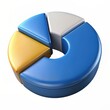 3D render of a pie chart icon, on isolated white background, Generative AI