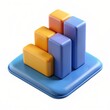 3D render of a stacked bar graph icon, on isolated white background, Generative AI