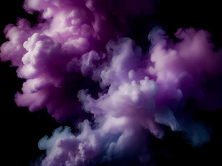 Canvas Print - Thick purple smoke on black background