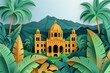 Crafted paper cutout of San José's Gold Museum in Costa Rica - AI Generated