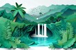 A paper cutout creation vividly portraying Rio Celeste's pristine nature scene in a clean, majestic style, AI Generated