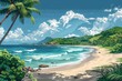 An AI generated vector illustration captures the idyllic essence of Tamarindo Beach in Costa Rica