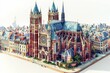 Isometric vector illustration of Strasbourg Cathedral, detailed and artistic. AI Generated