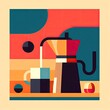Geometric Symphony: An Abstract Interpretation of Coffee Culture with Generative AI.