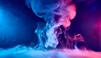 Canvas Print - Thick smoke on blue background