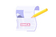 DMCA notice, intellectual property right, copyright infringing material concept. Vector illustration.
