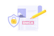 DMCA notice, intellectual property right, copyright infringing material concept. Vector illustration.