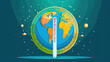 Planet earth with thermometer, Global warming concept vector