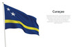 Isolated waving flag of Curacao