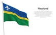 Isolated waving flag of Flevoland is a province Netherlands