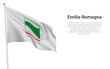 Isolated waving flag of Emilia-Romagna is a region Italy