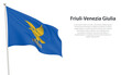 Isolated waving flag of Friuli-Venezia Giulia is a region Italy
