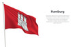 Isolated waving flag of Hamburg is a state Germany